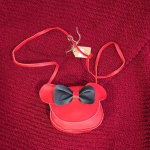 Red and Black Kids Bow Purse 5x5 Inches Minnie Mouse